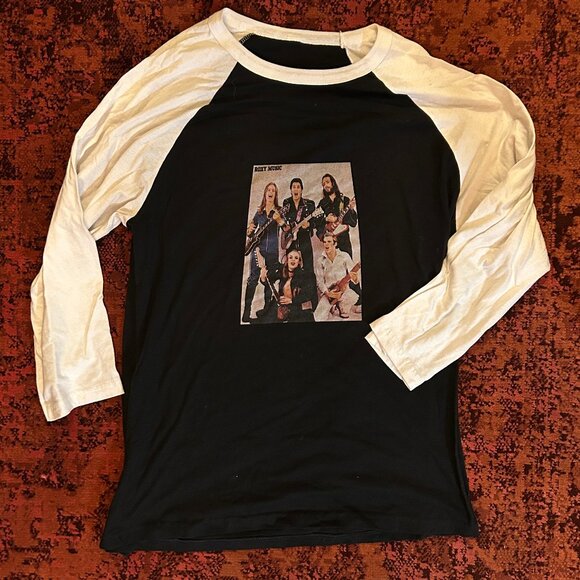 Vintage Roxy Music Black/White Baseball T Shirt Size M - Picture 1 of 2
